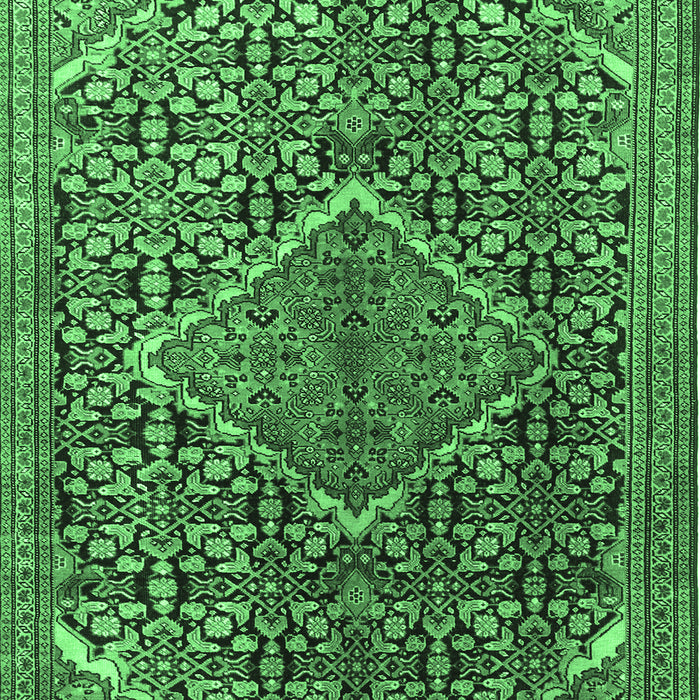 Machine Washable Persian Emerald Green Traditional Area Rugs, wshtr1048emgrn