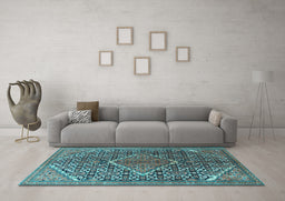 Machine Washable Persian Light Blue Traditional Rug in a Living Room, wshtr1048lblu