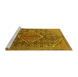 Sideview of Machine Washable Persian Yellow Traditional Rug, wshtr1048yw
