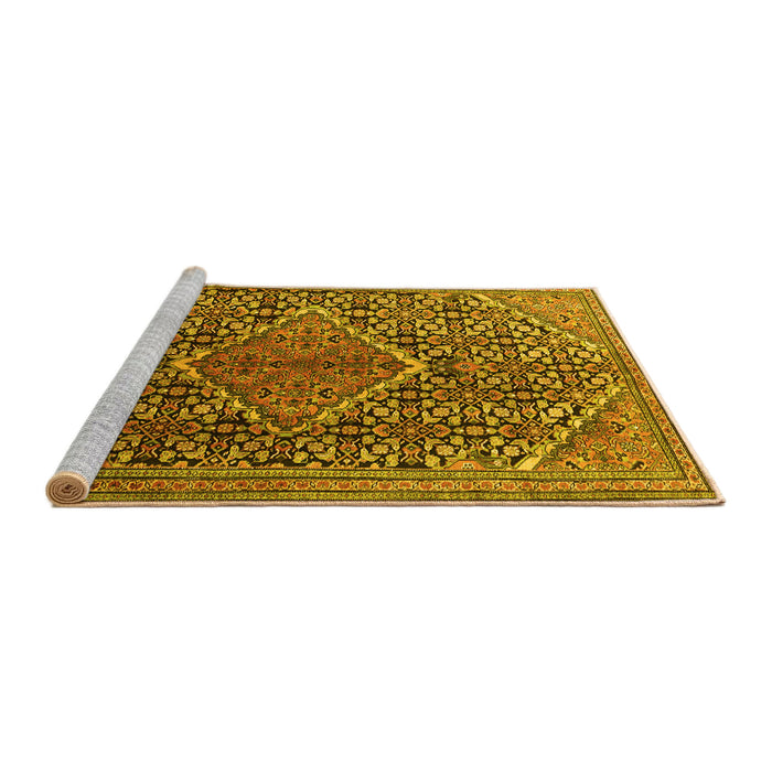 Sideview of Machine Washable Persian Yellow Traditional Rug, wshtr1048yw