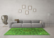 Machine Washable Persian Green Traditional Area Rugs in a Living Room,, wshtr1048grn