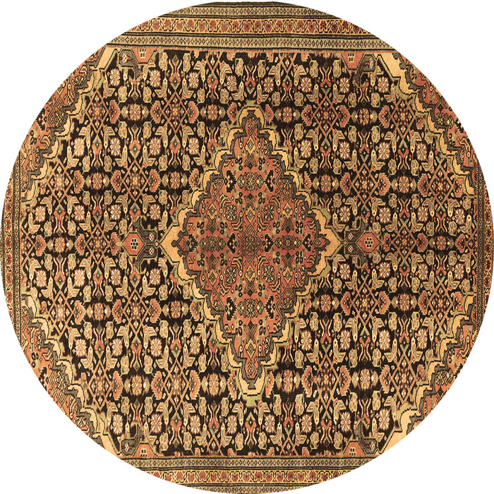 Round Machine Washable Persian Brown Traditional Rug, wshtr1048brn