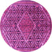 Round Machine Washable Persian Pink Traditional Rug, wshtr1048pnk