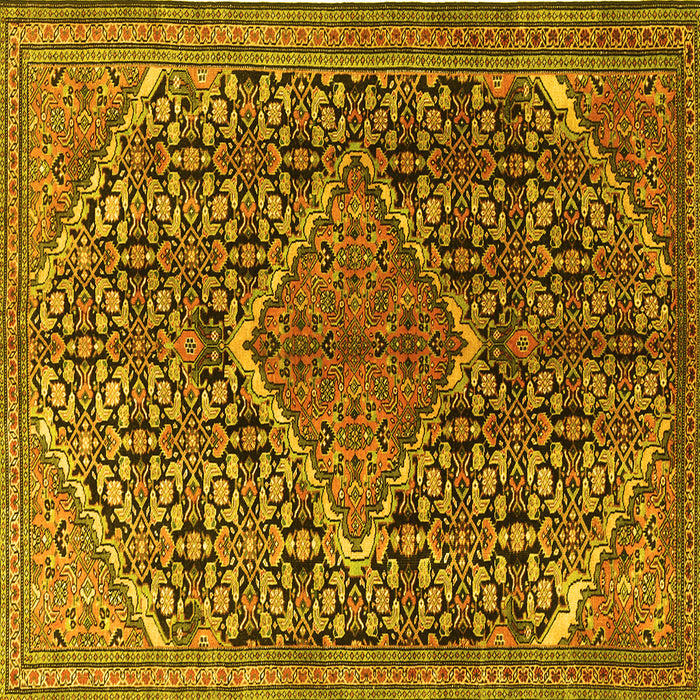 Square Machine Washable Persian Yellow Traditional Rug, wshtr1048yw
