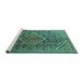 Sideview of Machine Washable Persian Turquoise Traditional Area Rugs, wshtr1048turq