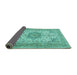 Sideview of Medallion Turquoise Traditional Rug, tr1049turq
