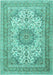 Machine Washable Medallion Turquoise Traditional Area Rugs, wshtr1049turq