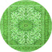 Square Medallion Green Traditional Rug, tr1049grn
