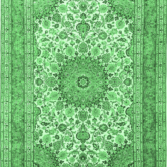 Machine Washable Medallion Emerald Green Traditional Area Rugs, wshtr1049emgrn