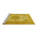 Sideview of Machine Washable Medallion Yellow Traditional Rug, wshtr1049yw