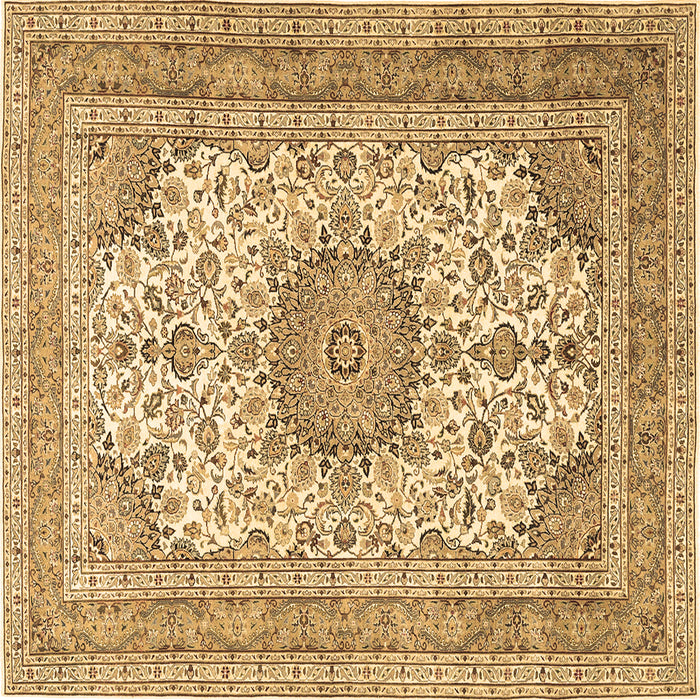 Square Machine Washable Medallion Brown Traditional Rug, wshtr1049brn