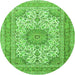 Machine Washable Medallion Green Traditional Area Rugs, wshtr1049grn
