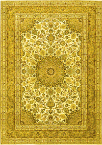 Medallion Yellow Traditional Rug, tr1049yw