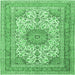 Square Medallion Emerald Green Traditional Rug, tr1049emgrn
