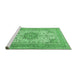 Sideview of Machine Washable Medallion Emerald Green Traditional Area Rugs, wshtr1049emgrn