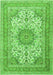 Serging Thickness of Machine Washable Medallion Green Traditional Area Rugs, wshtr1049grn