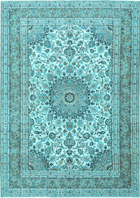 Medallion Light Blue Traditional Rug, tr1049lblu