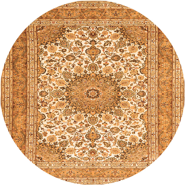 Square Medallion Orange Traditional Rug, tr1049org