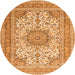 Square Medallion Orange Traditional Rug, tr1049org