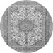 Machine Washable Medallion Gray Traditional Rug, wshtr1049gry