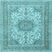 Square Medallion Light Blue Traditional Rug, tr1049lblu