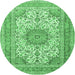 Round Medallion Emerald Green Traditional Rug, tr1049emgrn