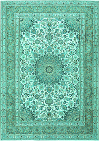 Medallion Turquoise Traditional Rug, tr1049turq