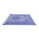 Sideview of Machine Washable Medallion Blue Traditional Rug, wshtr1049blu