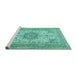 Sideview of Machine Washable Medallion Turquoise Traditional Area Rugs, wshtr1049turq