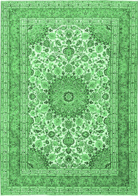 Medallion Emerald Green Traditional Rug, tr1049emgrn