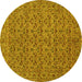 Round Machine Washable Persian Yellow Traditional Rug, wshtr104yw