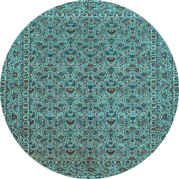 Round Machine Washable Persian Light Blue Traditional Rug, wshtr104lblu