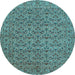 Round Machine Washable Persian Light Blue Traditional Rug, wshtr104lblu