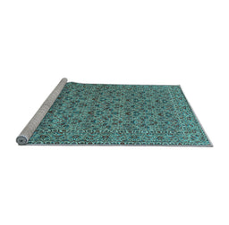 Sideview of Machine Washable Persian Light Blue Traditional Rug, wshtr104lblu