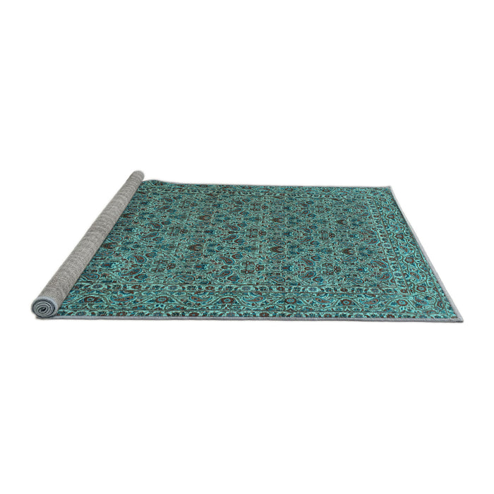 Sideview of Machine Washable Persian Light Blue Traditional Rug, wshtr104lblu