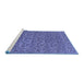 Sideview of Machine Washable Persian Blue Traditional Rug, wshtr104blu