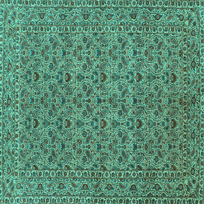 Square Machine Washable Persian Turquoise Traditional Area Rugs, wshtr104turq