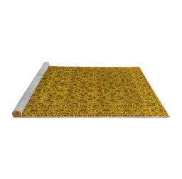 Sideview of Machine Washable Persian Yellow Traditional Rug, wshtr104yw
