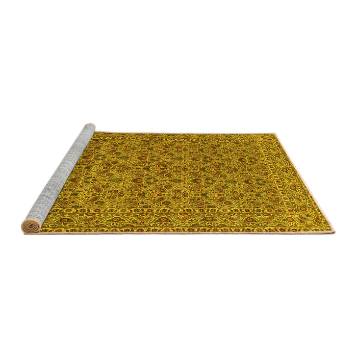 Sideview of Machine Washable Persian Yellow Traditional Rug, wshtr104yw