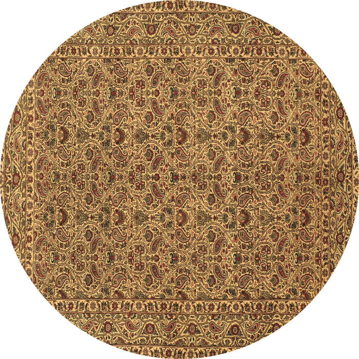 Round Persian Brown Traditional Rug, tr104brn