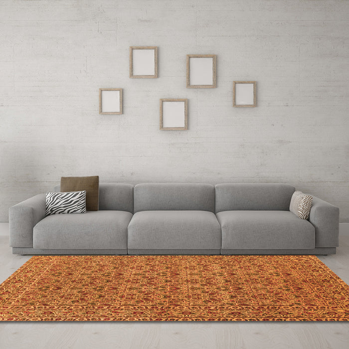 Machine Washable Persian Orange Traditional Area Rugs in a Living Room, wshtr104org