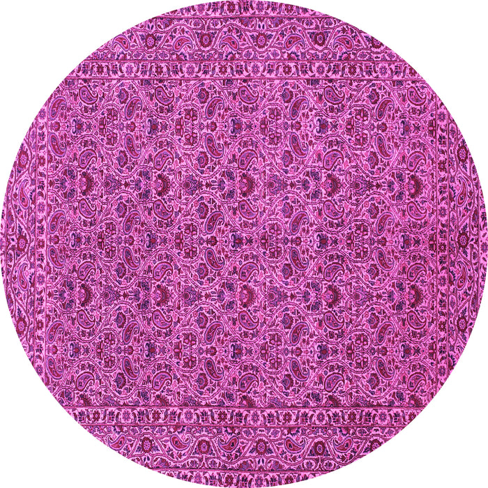 Round Machine Washable Persian Pink Traditional Rug, wshtr104pnk