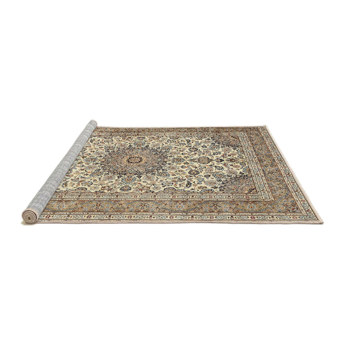 Sideview of Machine Washable Traditional Brown Rug, wshtr1050