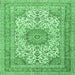 Square Machine Washable Medallion Emerald Green Traditional Area Rugs, wshtr1050emgrn