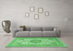 Machine Washable Medallion Emerald Green Traditional Area Rugs in a Living Room,, wshtr1050emgrn