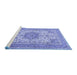 Sideview of Machine Washable Medallion Blue Traditional Rug, wshtr1050blu