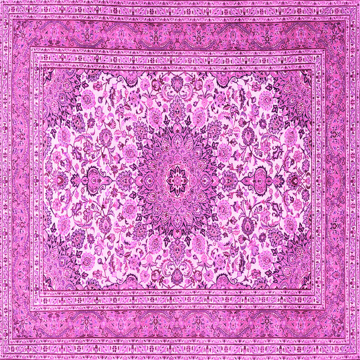Square Machine Washable Medallion Pink Traditional Rug, wshtr1050pnk