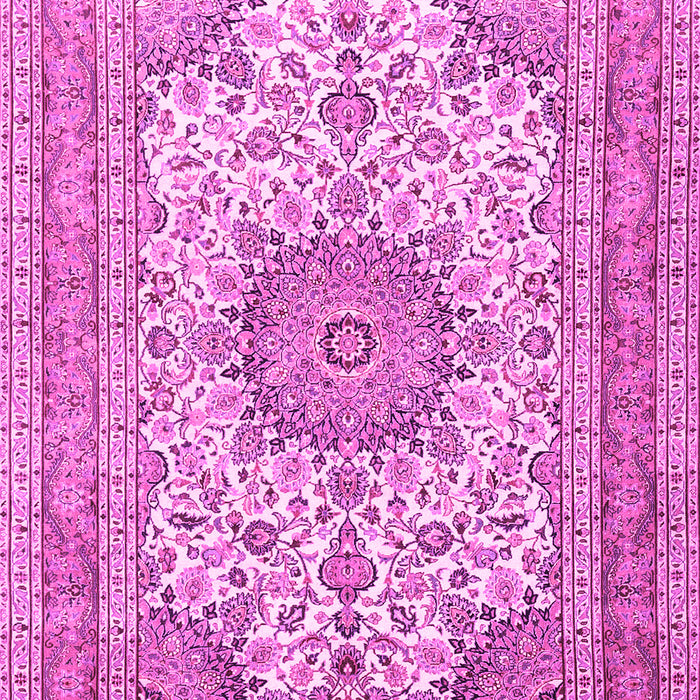 Machine Washable Medallion Pink Traditional Rug, wshtr1050pnk