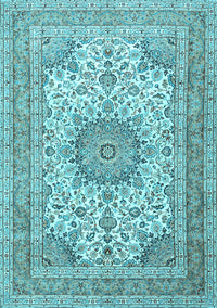 Medallion Light Blue Traditional Rug, tr1050lblu