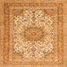 Round Machine Washable Medallion Orange Traditional Area Rugs, wshtr1050org